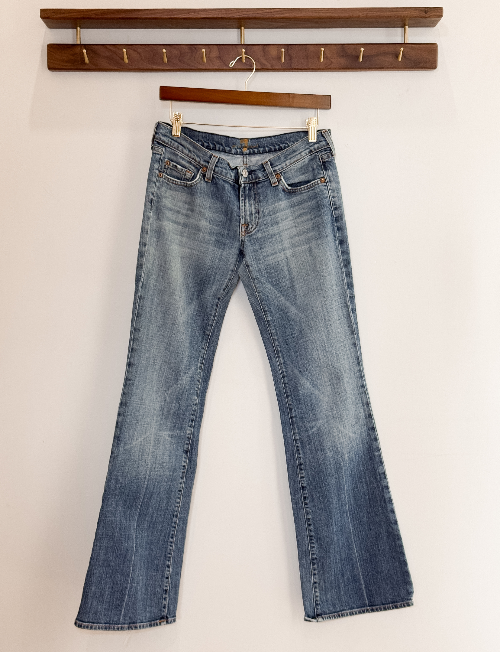 7 For All Mankind Flare Jeans, Light Medium Wash