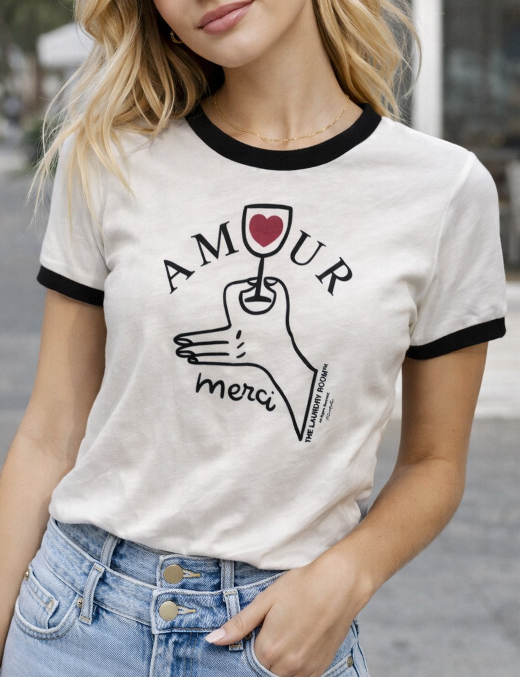 Perfect Ringer Tee, Amour Wine Thank You