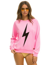 Bolt Crew Sweatshirt, Neon Pink/Black
