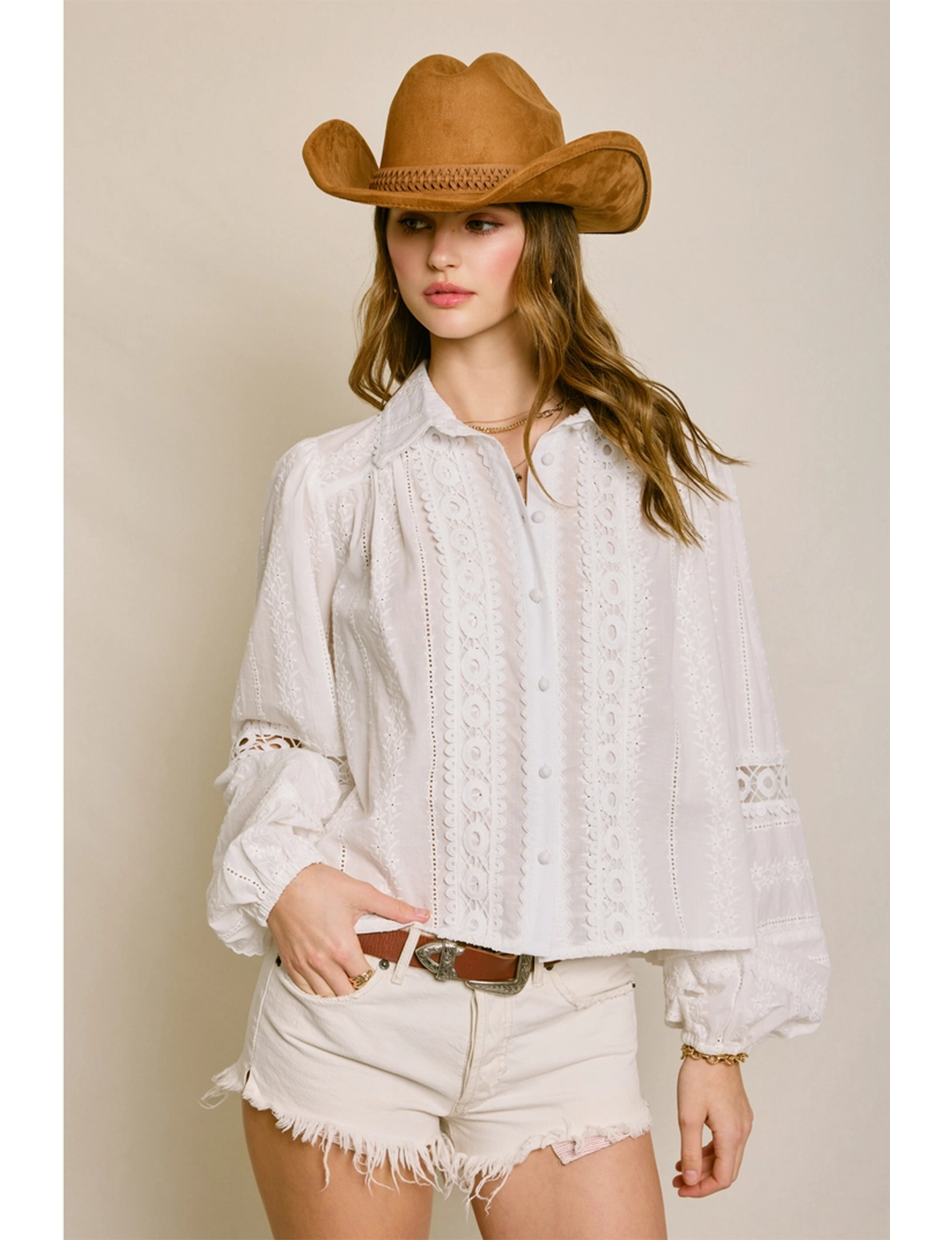 Sunbeam Eyelet Blouse, Ivory