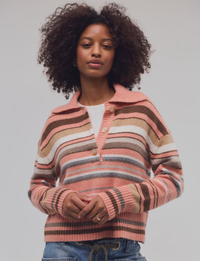 Trading Up Striped Polo, Peach/Combo