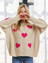 Cupid Heart Sweater, Oatmeal