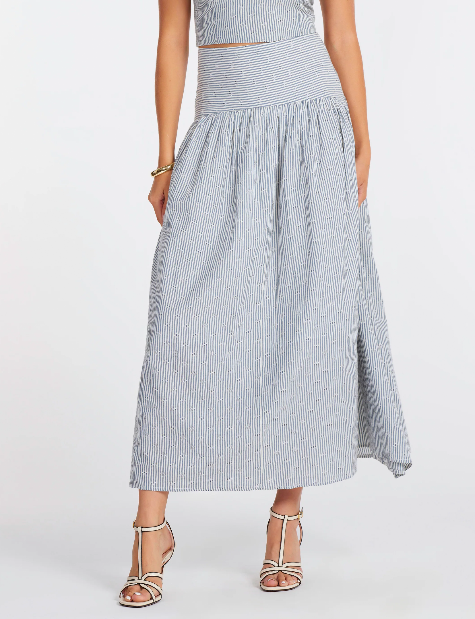 Sorrento Maxi Skirt, Embroidered Stripe