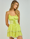 Floral Corset Mini Dress, Lime