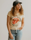 Rolling Stones 1975 Baby Tee, Pastel Yellow