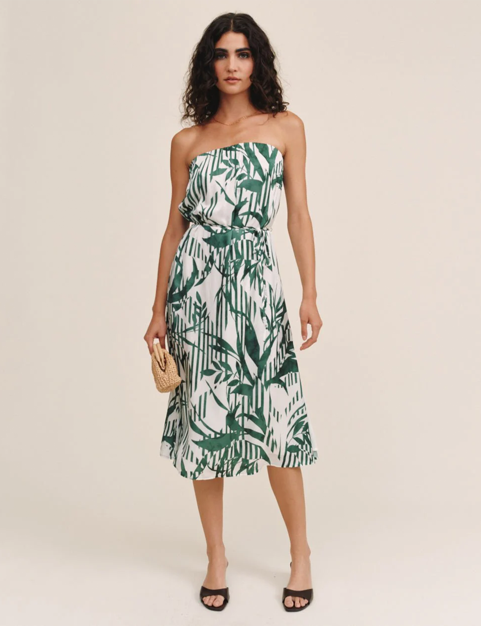 Flowy Midi Dress, Palm Paradise