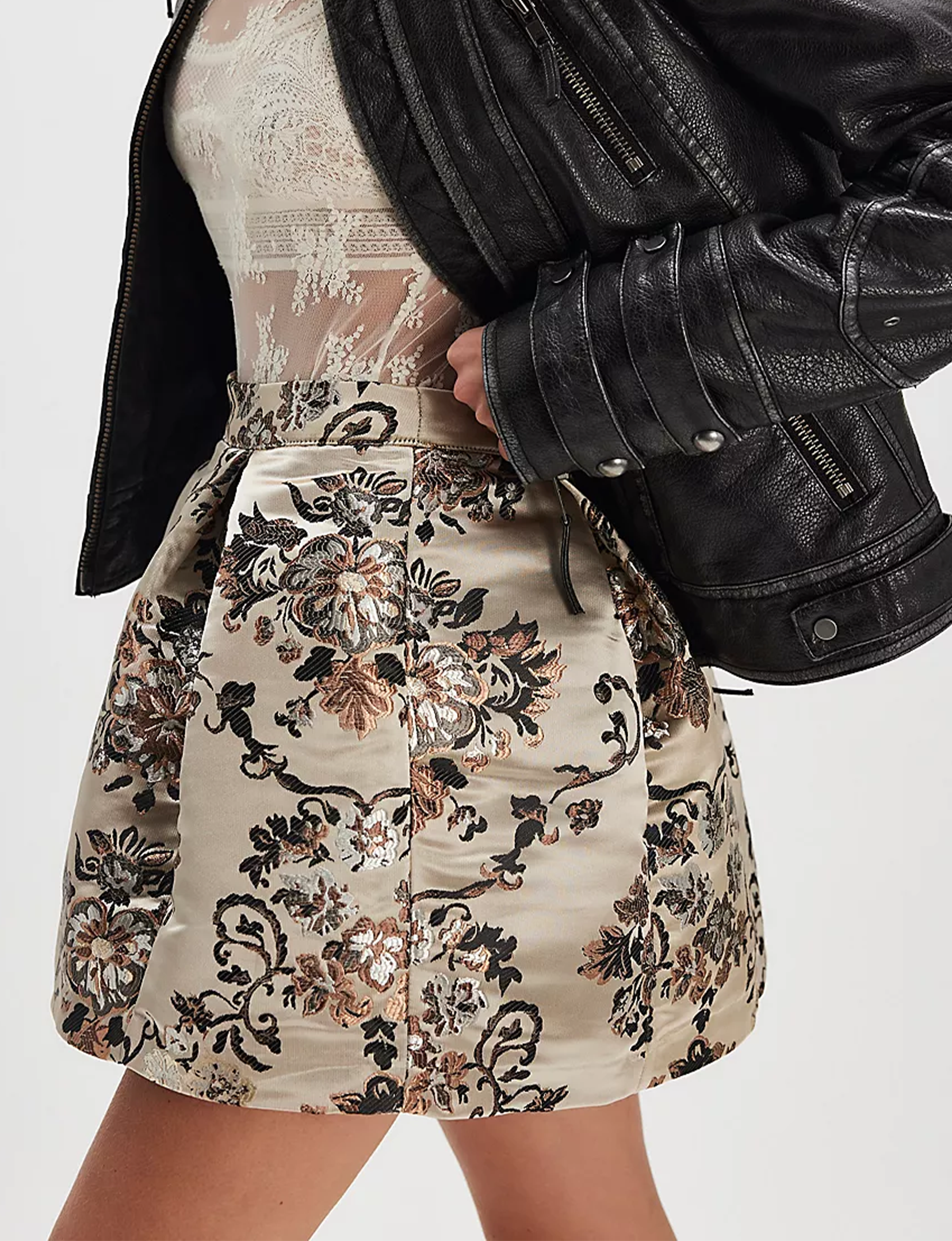 Benjamine Mini Skirt, Champagne Combo