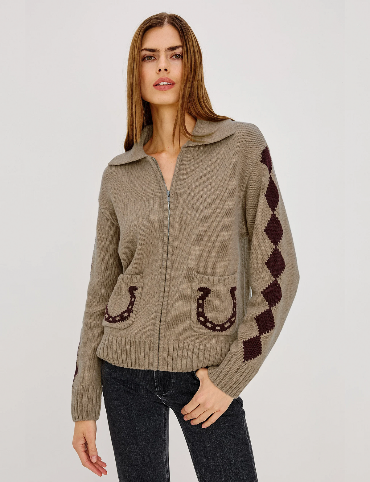Rhea Zip Sweater, Horsehoes