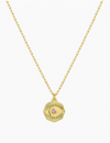 Power Birthstone Coin Necklace (February), Gold/Amethyst