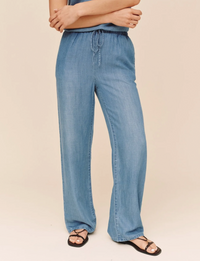 Wide Leg Drawstring Pant, Indigo Harbor