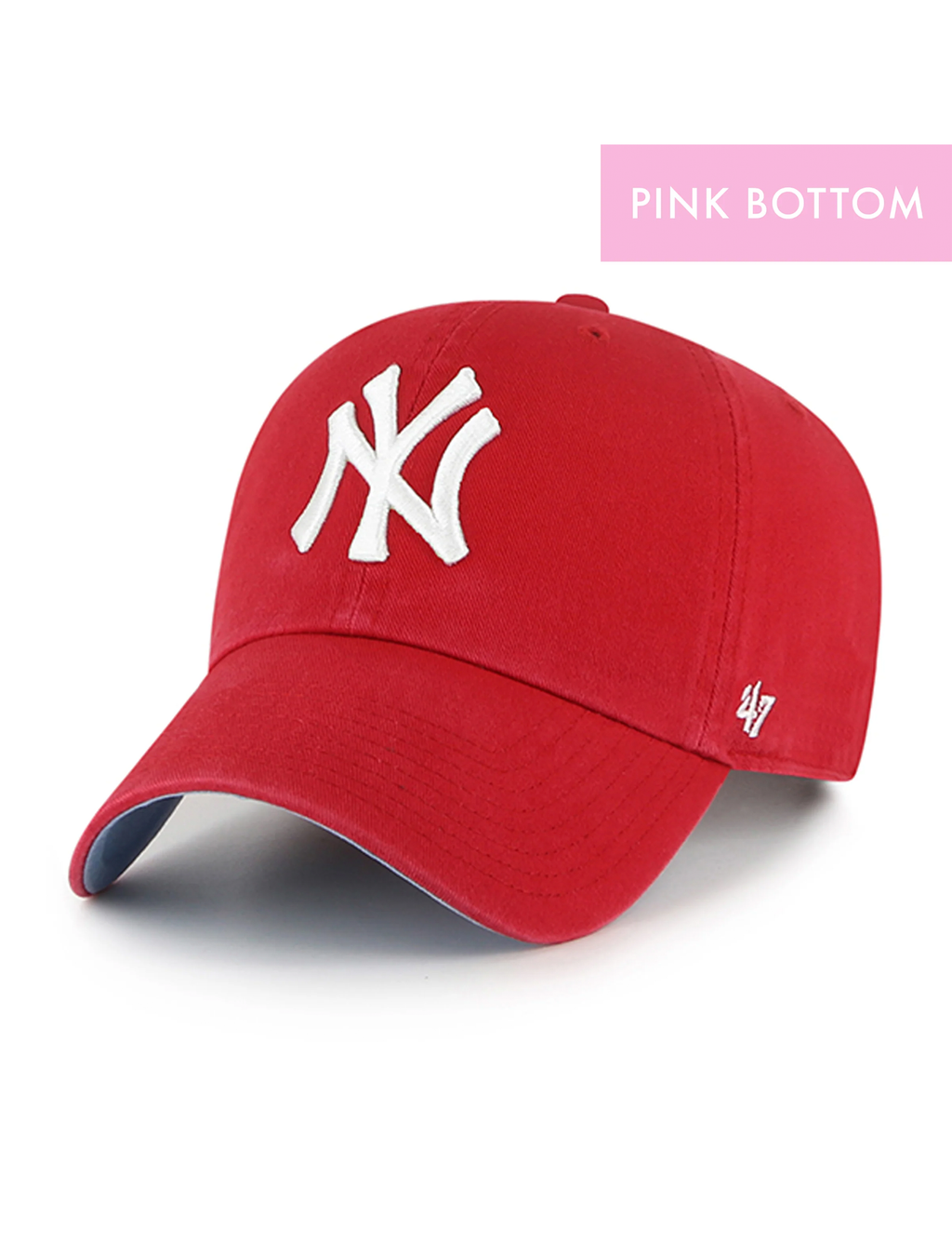 NY Yankees Ballpark Clean Up Cap, Red/White/Rose
