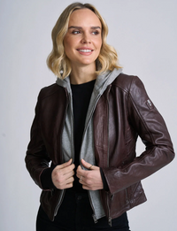 Alva Leather Jacket, Mahogany