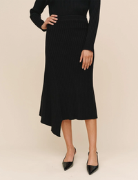 Asymmetric Hem Skirt, Black