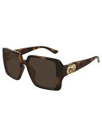 GG Logo Square Frame Sunglasses, Havana/Brown