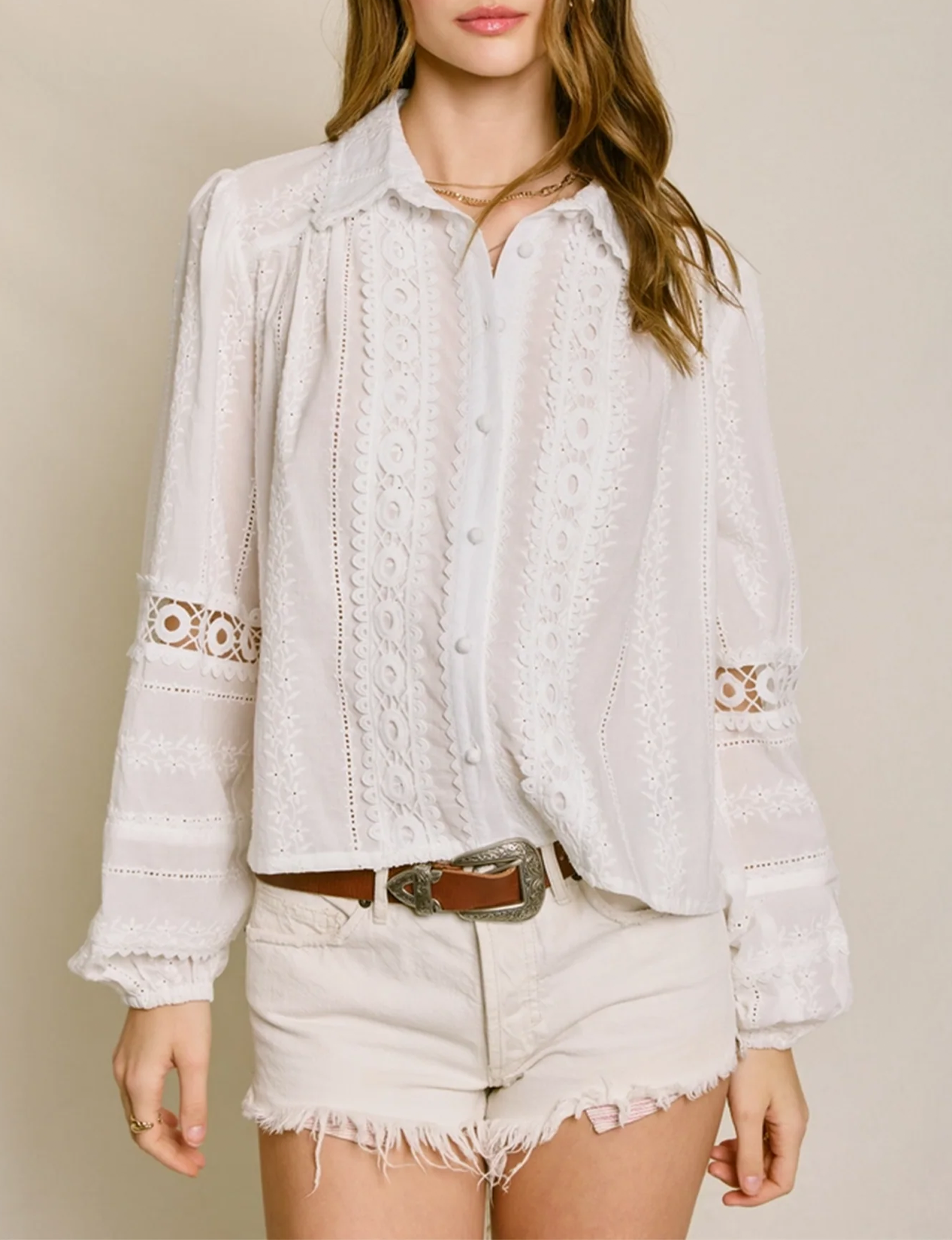 Sunbeam Eyelet Blouse, Ivory