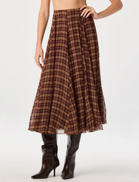 Fiori Skirt, Brown Plaid