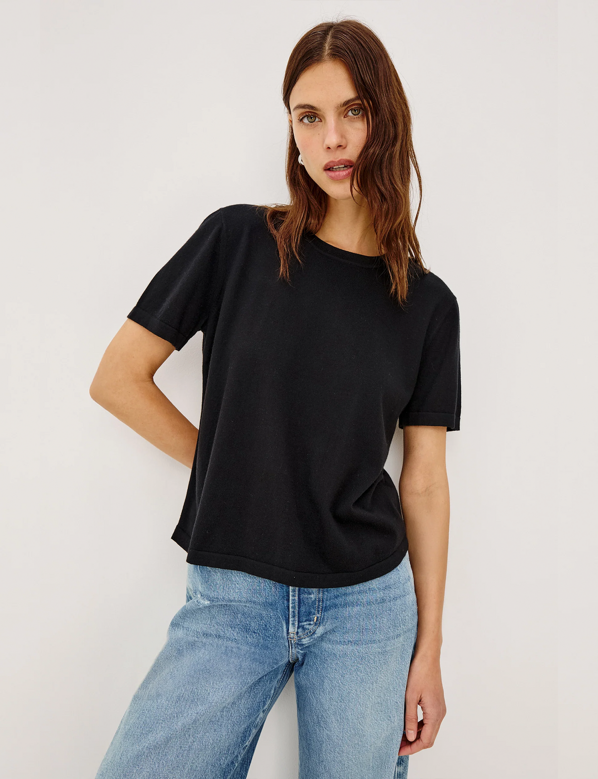 Cotton Cashmere SS Tee, Black