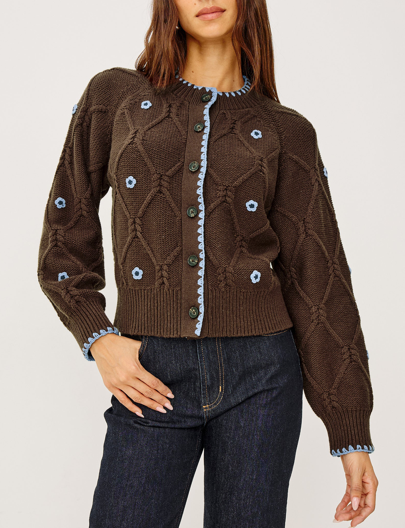 Laurie Cardigan, Walnut Daisy