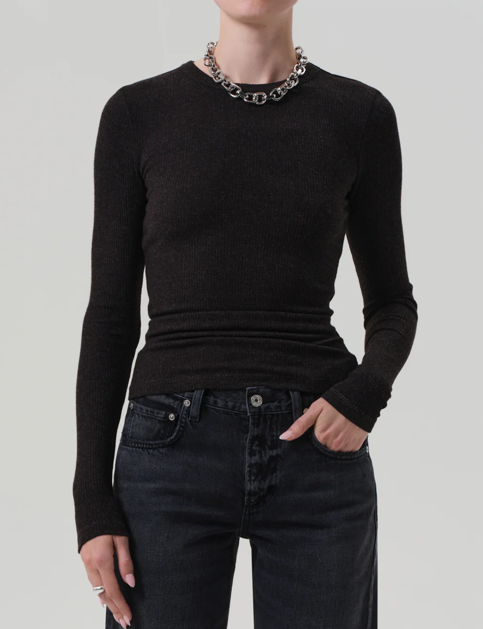 Bina Crewneck, Heather Brown