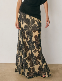 Lotus Maxi Skirt, Cream/Black