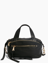 Night Is Young Mini Crossbody Satchel, Black/Light Gold