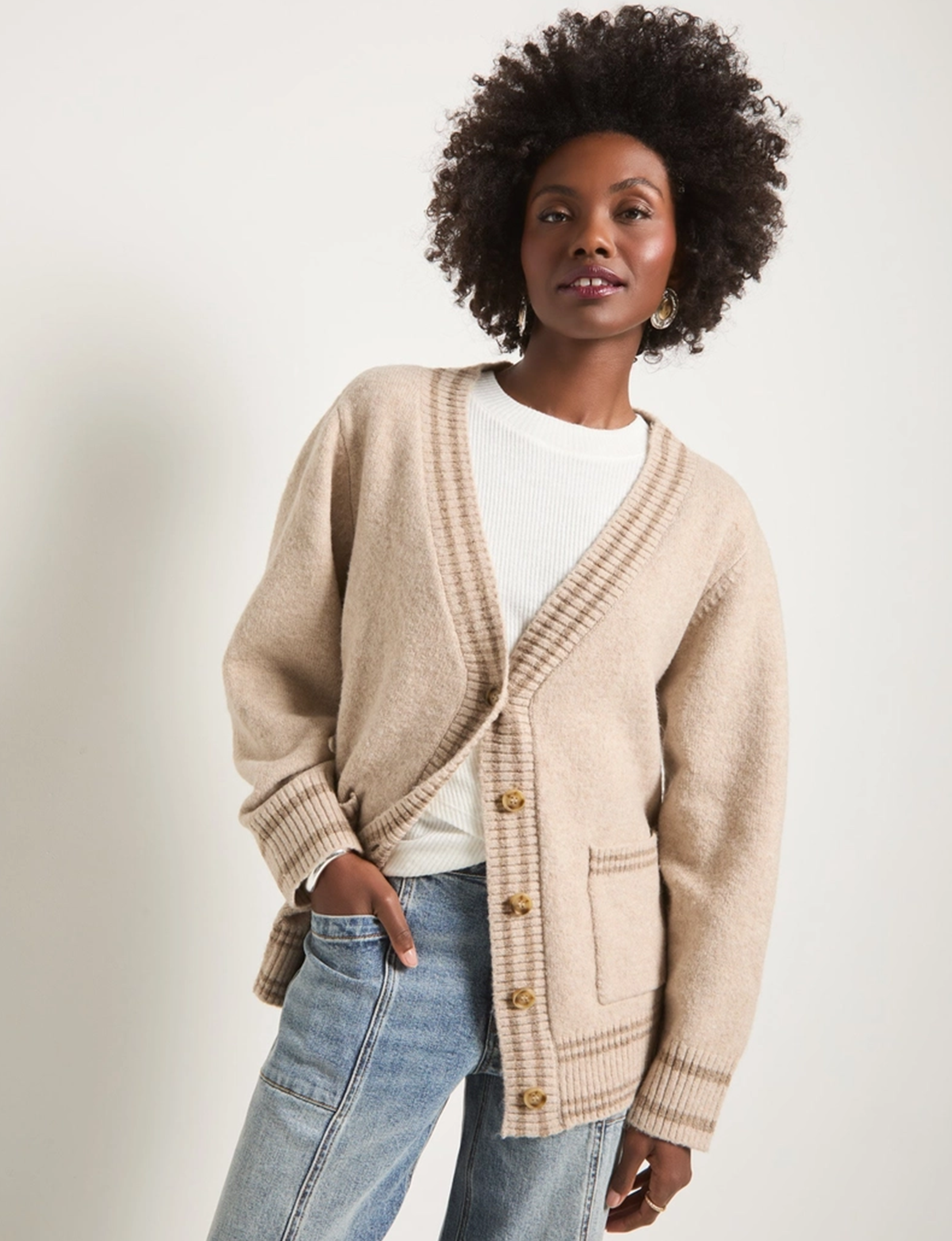 Island Cardigan, Heather Cream