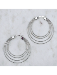 Tre Wire Hoops, Silver