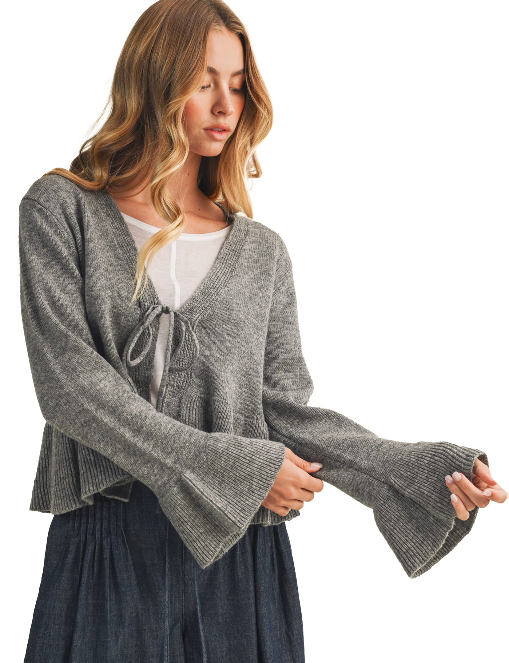 Peplos Cardigan, Heather Grey