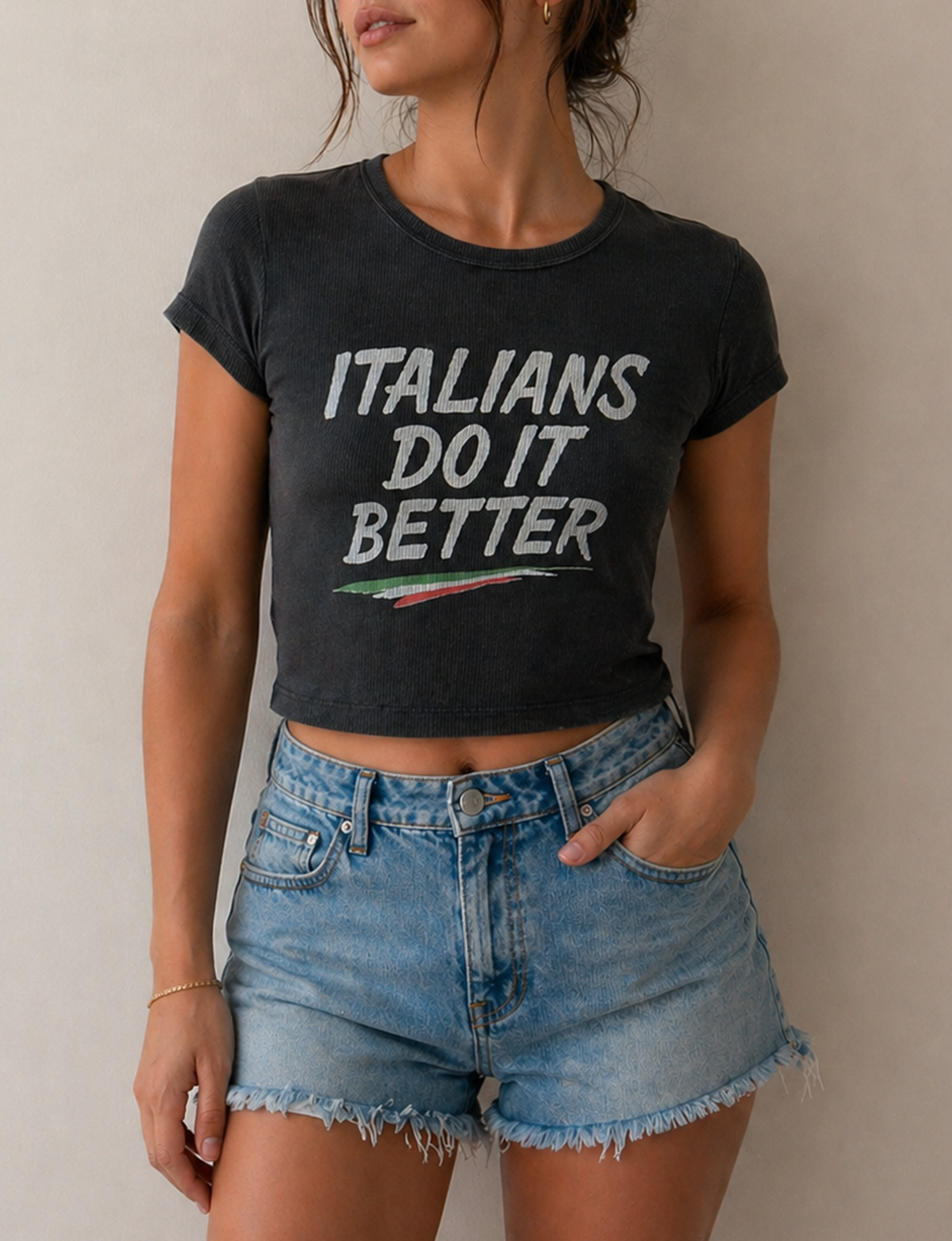 'Italians Do It Better' Baby Tee, Black