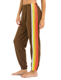 5 Stripe Sweatpants, Chocolate/White Neon