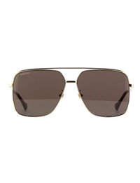 Metal Navigator Sunglasses, Gold/Brown