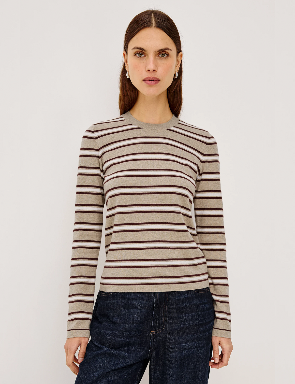 Davie Top, Heather/Oat Stripe
