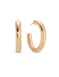 Medium Thick Classic Hoops, Gold