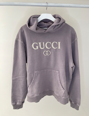 Gucci Cream Embroidered Fleece Hoodie, Lavender