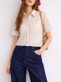 Mannie Lace Buttondown, Whisper White