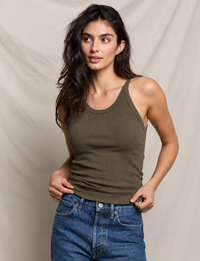 Annie Recycled Tank, Dark Olive