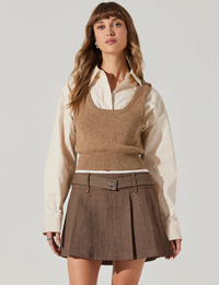 Guinevere Layered Sweater, Brown Combo