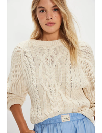 Frankie Cable Sweater, Ivory