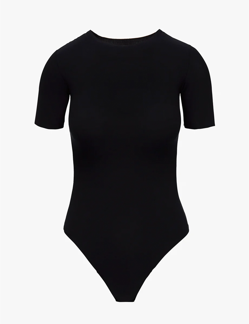 Butter Short Sleeve Bodysuit, Midnight Black