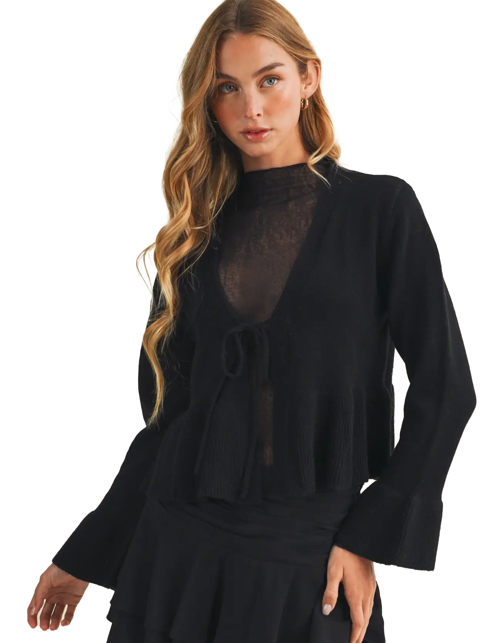 Peplos Cardigan, Black