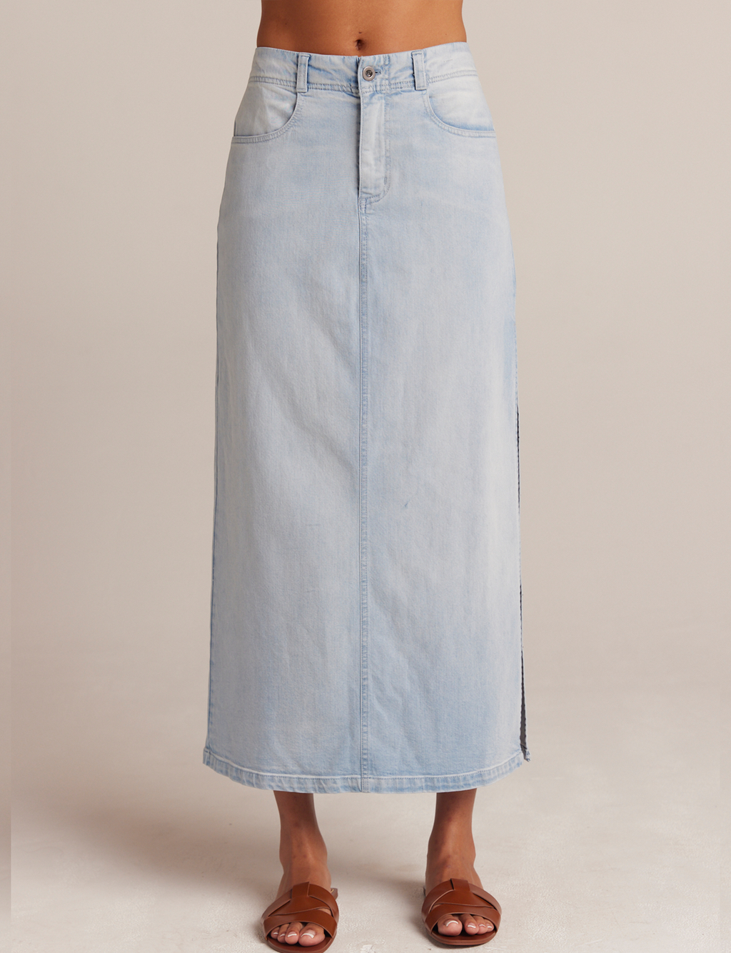 Indigo Side Slit Maxi Skirt, Ocean Mist