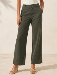 Saige Wide Leg Crop Pant, Forest Army