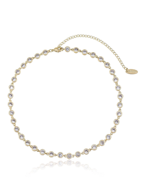 Disc Link Necklace, Crystal/Gold