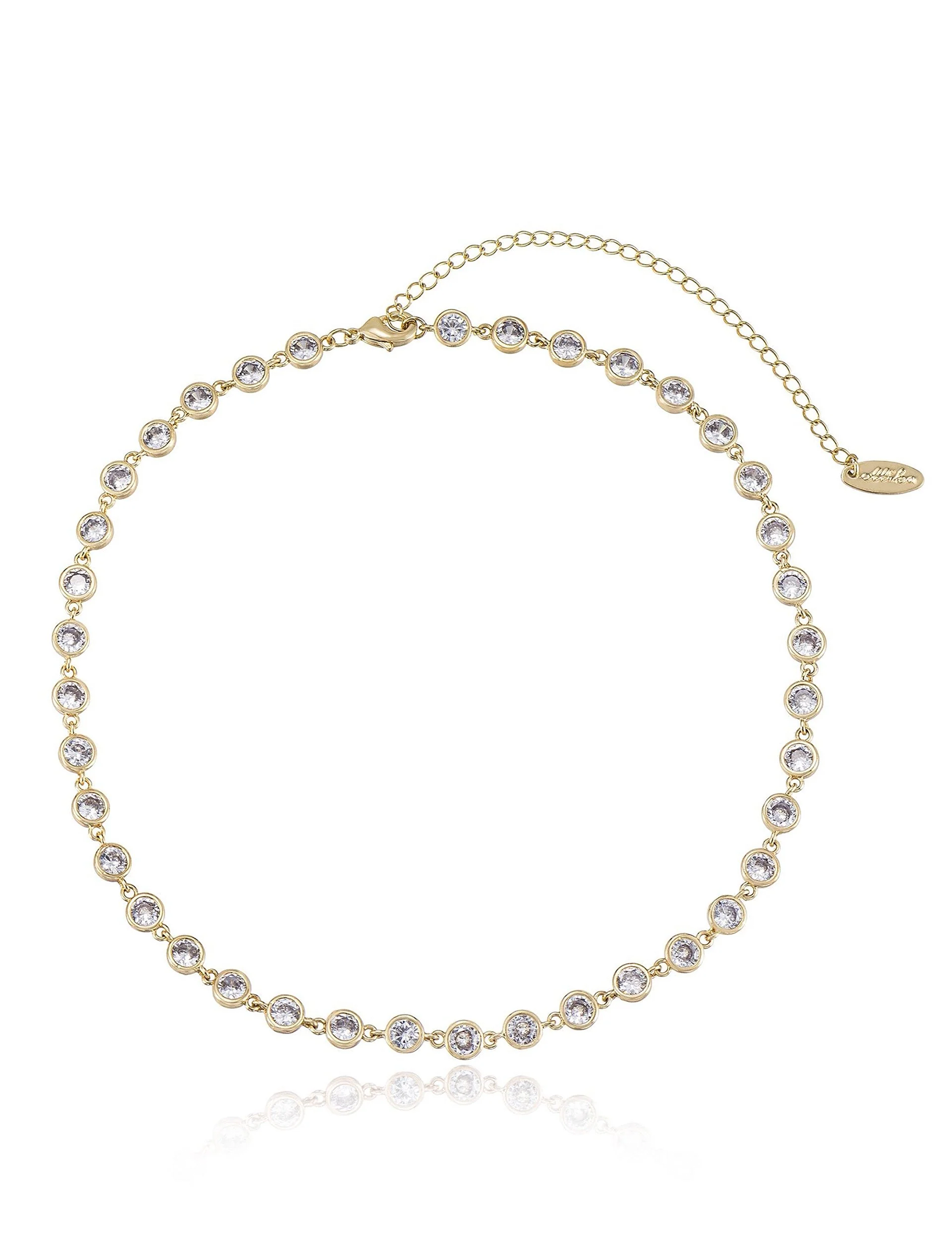 Disc Link Necklace, Crystal/Gold
