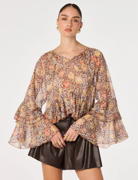 Margaery Top, Brown/Floral