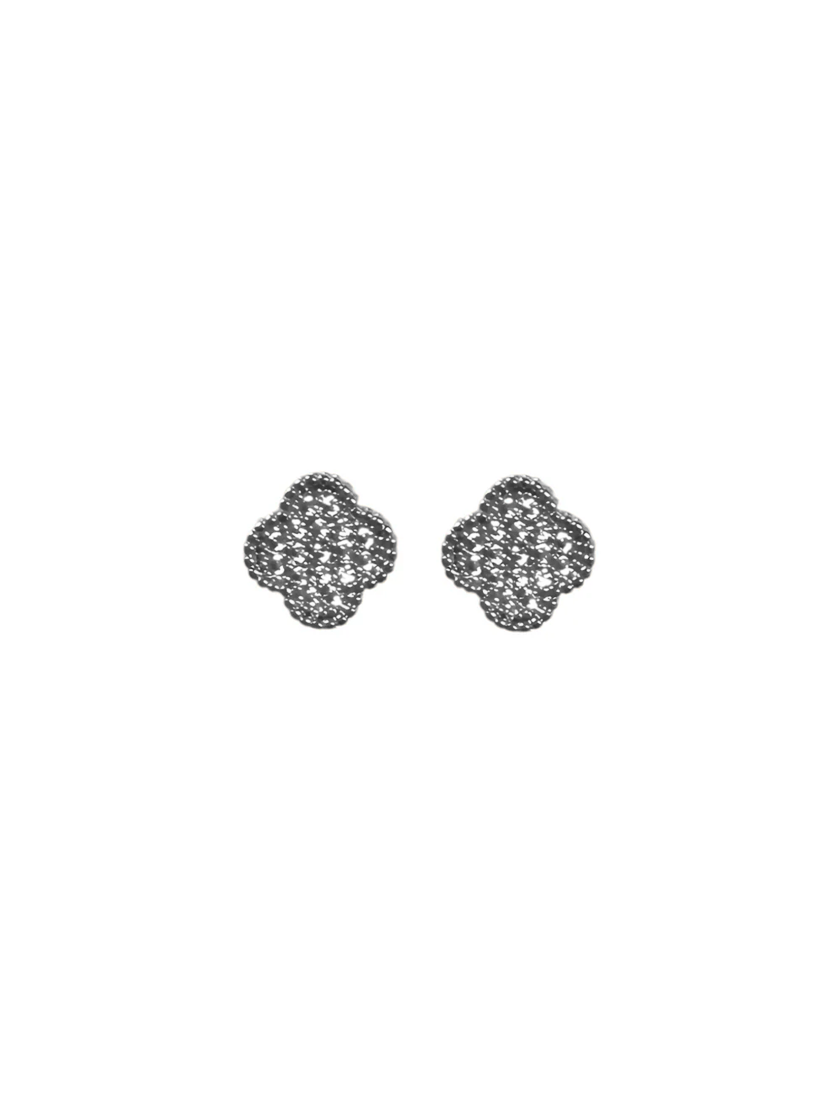 Gracie Pave Clover Studs, Silver