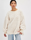 Cable Knit Sweatshirt, Ivory/Combo