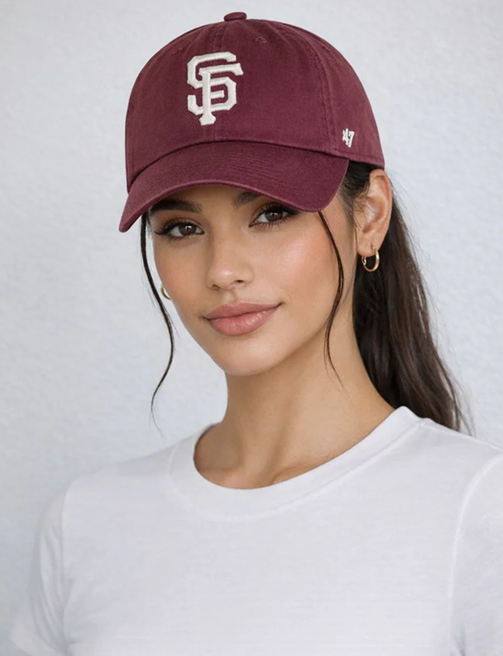 SF Giants Basic Ball Cap, Dark Maroon/White