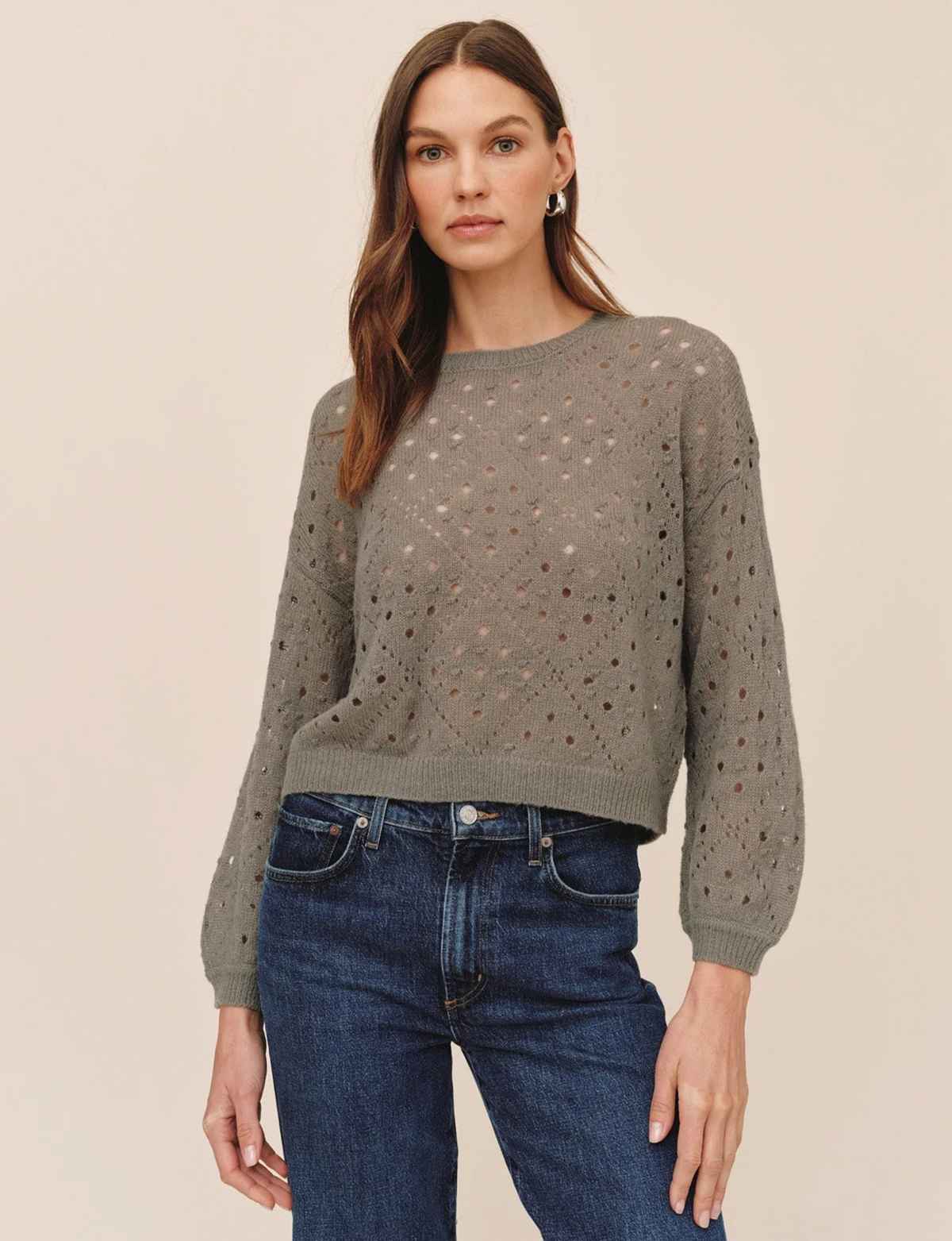 Balloon Sleeve Sweater, Shadow Moss