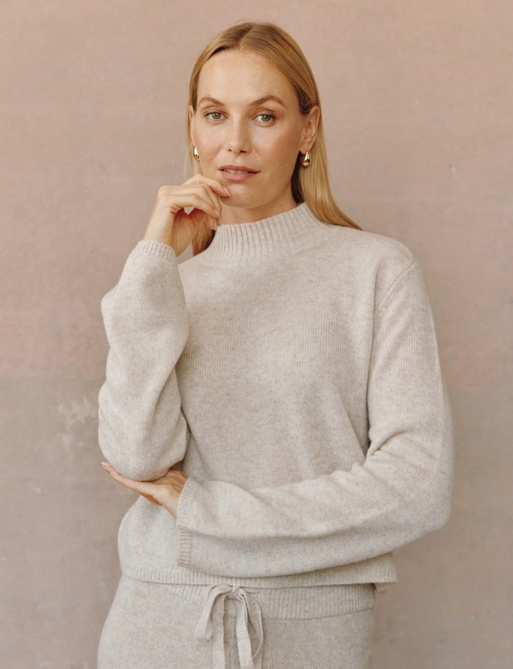 Mock Neck Sweater, Ivory Oat